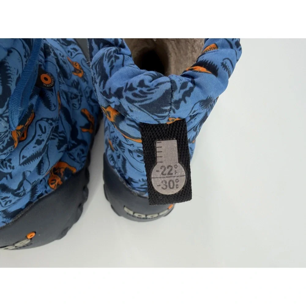 Bogs BMOC Snow Dino Kids 13 Blue‎ Orange Waterproof Winter Boots 72758K-460
